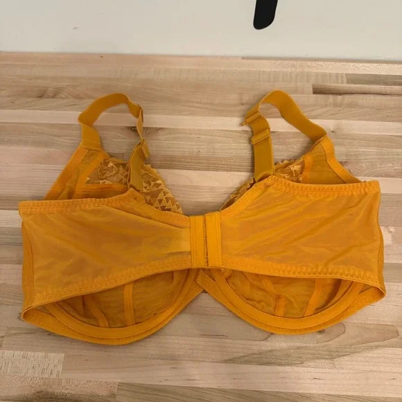 Curvy Kate Yellow Lace Sheer Full Cup Bra 36J Gorgeous Everyday Comfort Uplift - Picture 3 of 5